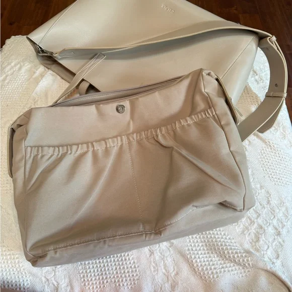 Calpak tote with laptop and device storage, taupe - Picture 14 of 15